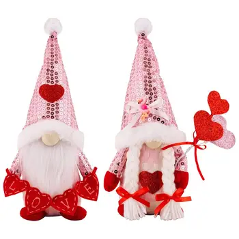 Valentinovo Plišastih Gnome | Home Tabela Brezosebna Lutka Dekoracije s Srcem Prijavite Bleščica Klobuk | Polnjene Živali Elf Figur za